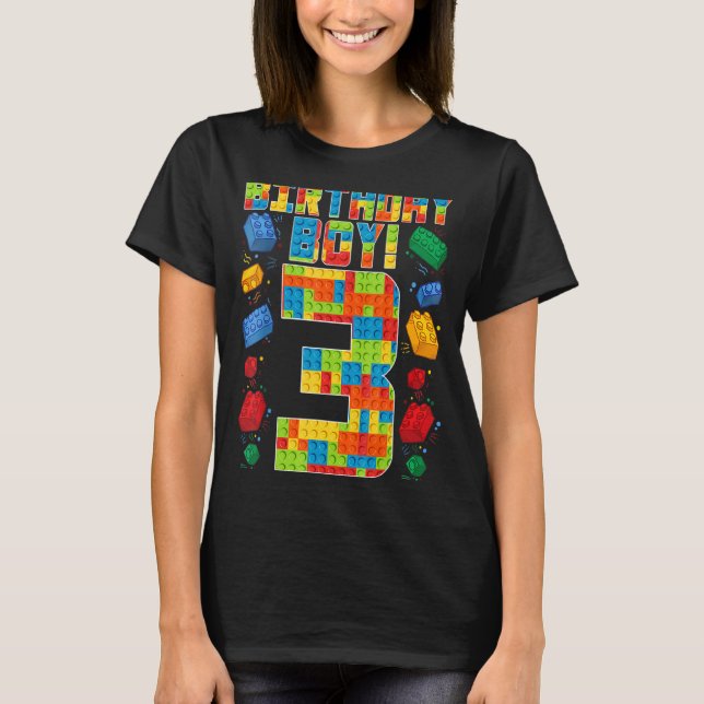 Camiseta Blocos De Construção De Blocos Com aniversário de  (Frente)