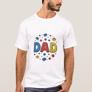 Camiseta Blocos de Construção do Papai Design Vetorial Vint