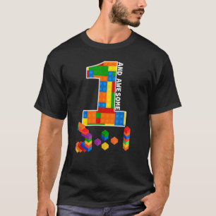 Camiseta Blocos de Construção Tijolos de 1 Ano Aniversário