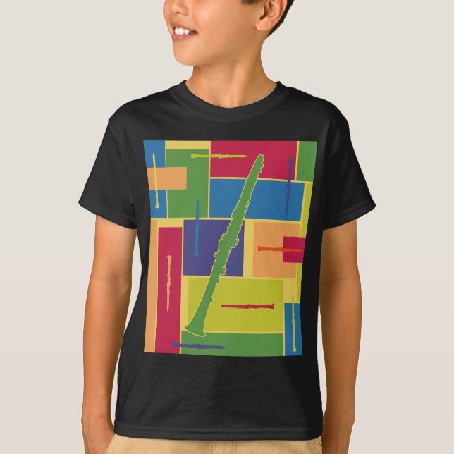 Camiseta Blocos de Cor de Clarinete (Frente)