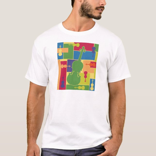 Camiseta Blocos de Cor de Violino (Frente)