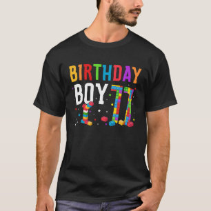 Camiseta Blocos de Edifício Birthday Boy com 11 anos