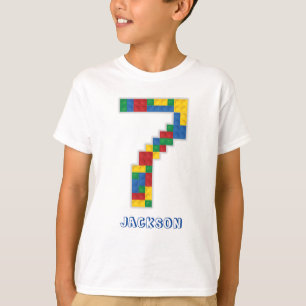 Camiseta Blocos de Edifício Tijolos de Aniversário, 7 ano