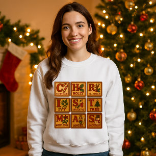 Camiseta Blocos de Madeira de Brinquedo Natal