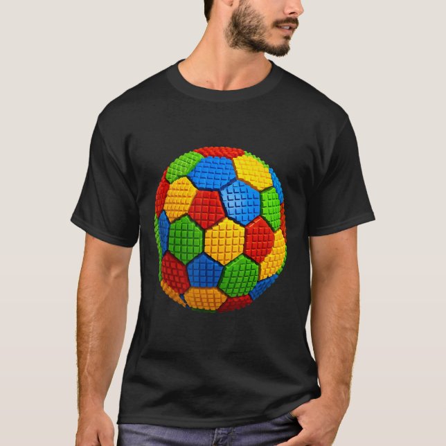 Camiseta Blocos de Tijolo de Construção Fã de Futebol Const (Frente)