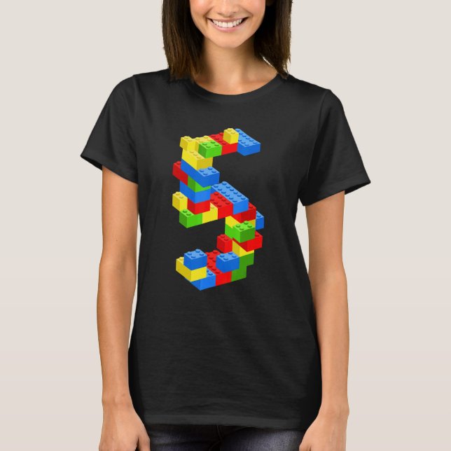 Camiseta Blocos do Edifício legal 5 de Aniversário, 5 Anos (Frente)