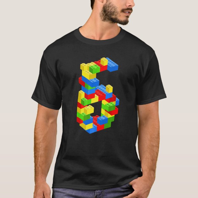 Camiseta Blocos do Edifício legal 6 de Aniversário, 6 Anos (Frente)