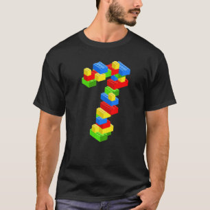 Camiseta Blocos do Edifício legal 7 de Aniversário, 7 Anos