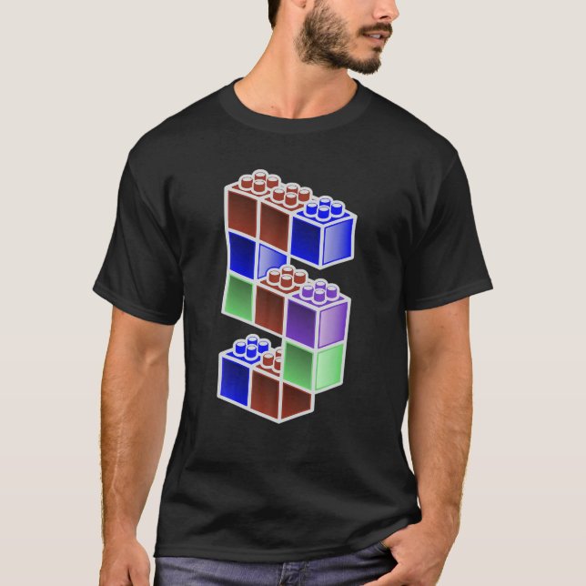 Camiseta Blocos Engraçados Construindo 5 de Aniversário com (Frente)