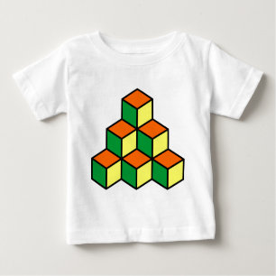 Camiseta Blocos Geométricos - Laranja Verde e Amarelo