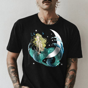 Camiseta Blona Mermaid Moon Fantasy Art Deco