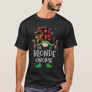 Camiseta Blonde Gnome Buffalo Plaid Matching Family Christm