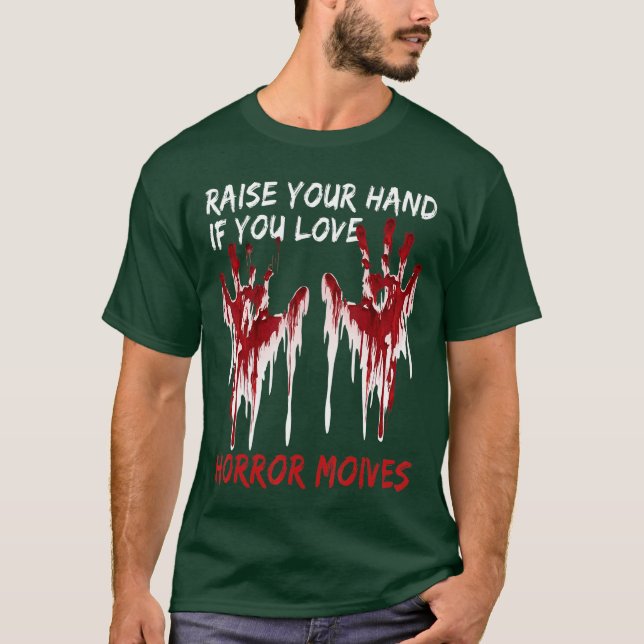 Camiseta Blood Hand Halloween Horroream Scary Movies Costum (Frente)