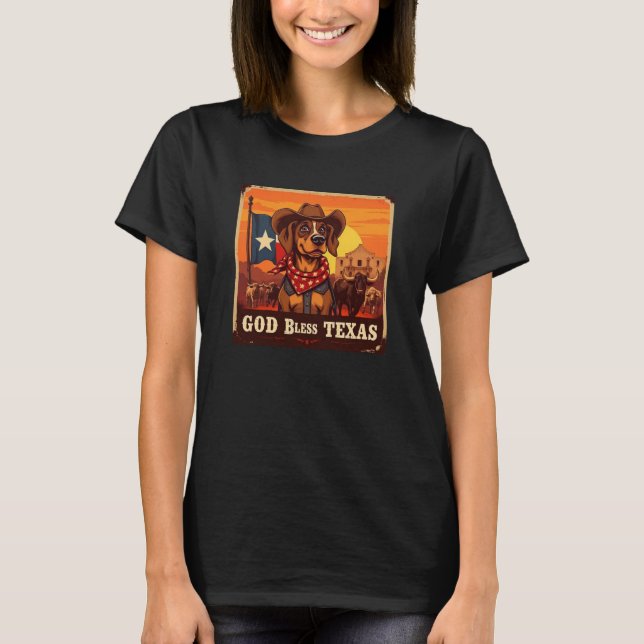 Camiseta Bloodhound Deus Abençoe o Texas (Frente)