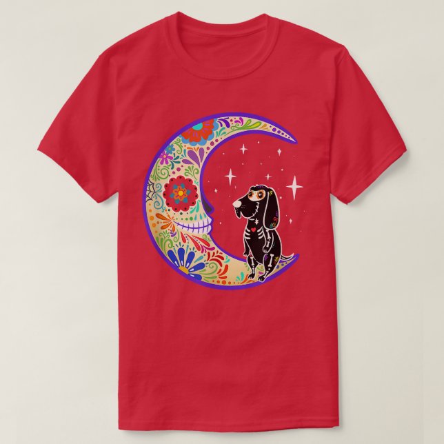 Camiseta Bloodhound Dia de Los Muertos Skeleton  (Frente do Design)