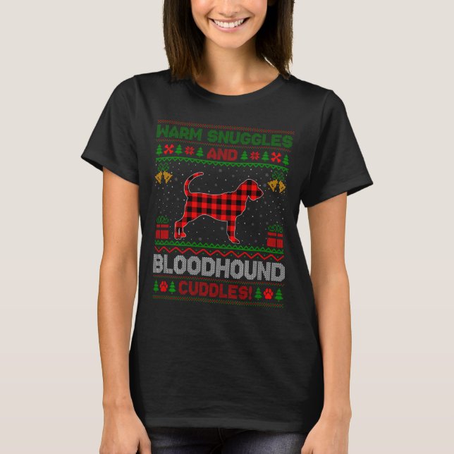 Camiseta Bloodhound Dog Ugly Christmas Sweater Funny Dog Lo (Frente)