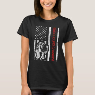 Camiseta Bloodhound Grandpa USA Flag Funny Bloodhound Owner
