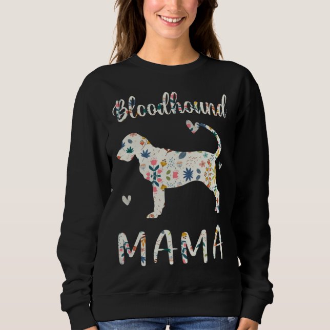Camiseta Bloodhound Mama Floral Dog Mom Love (Frente)