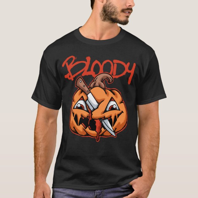 Camiseta Bloody Halloween Pumpkin streetwear (Frente)