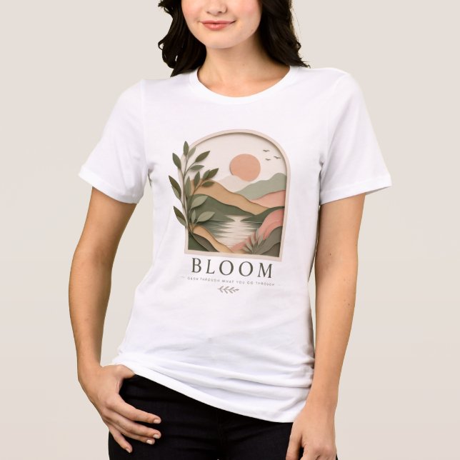 Camiseta Bloom Boho Nature Paisagem | Cresça Através do Que (Frente)