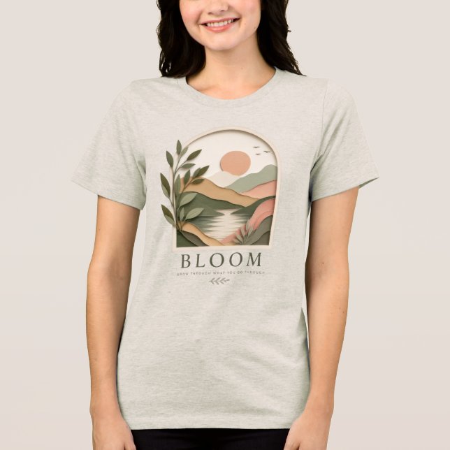 Camiseta Bloom Boho Nature Paisagem | Cresça Através do Que (Frente)