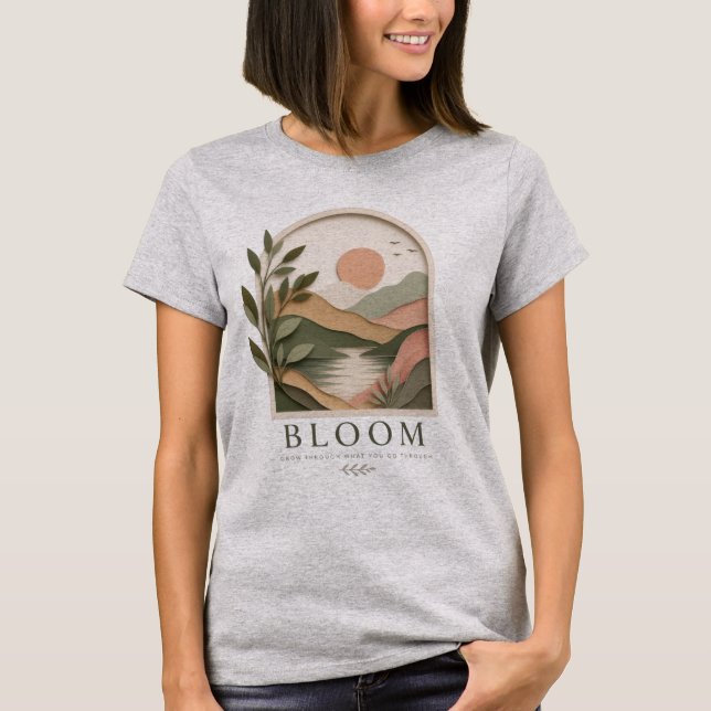 Camiseta Bloom Boho Nature Paisagem | Cresça Através do Que (Frente)