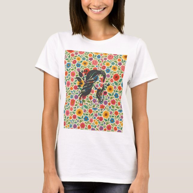 camiseta bloom burst - arte de flor multicolor (Frente)
