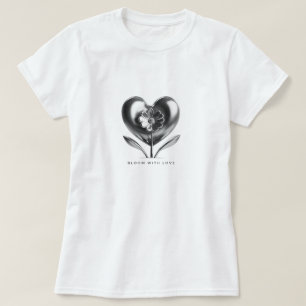 Camiseta Bloom com Coração e Flor de Amor