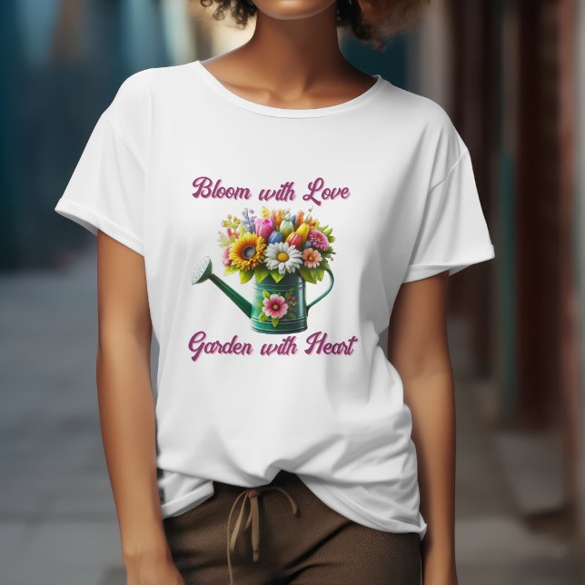 Camiseta Bloom com Jardim de Amor com Coração (Criador carregado)