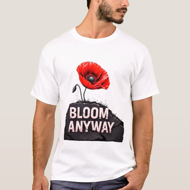 Camiseta "Bloom Enfim" Inspiradora Flor Poppy (Frente)