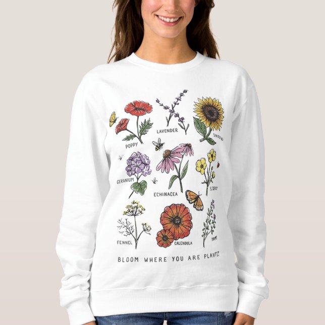 Camiseta Bloom Onde Você Planta Flores Botânicas (Frente)