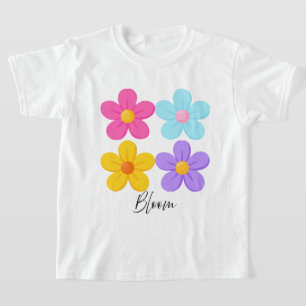 Camiseta Bloom Retro Fofo Gráfico Floral