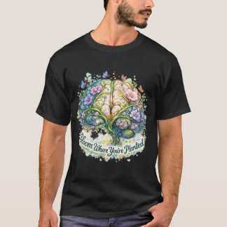 Camiseta Bloom Where You’re Planted Floral Brain Watercolor