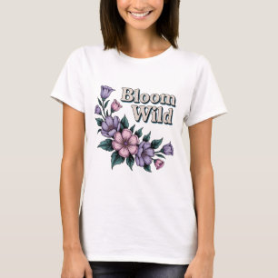 Camiseta Bloom Wild Retro Floral T Shirt   Manuscrito Vi