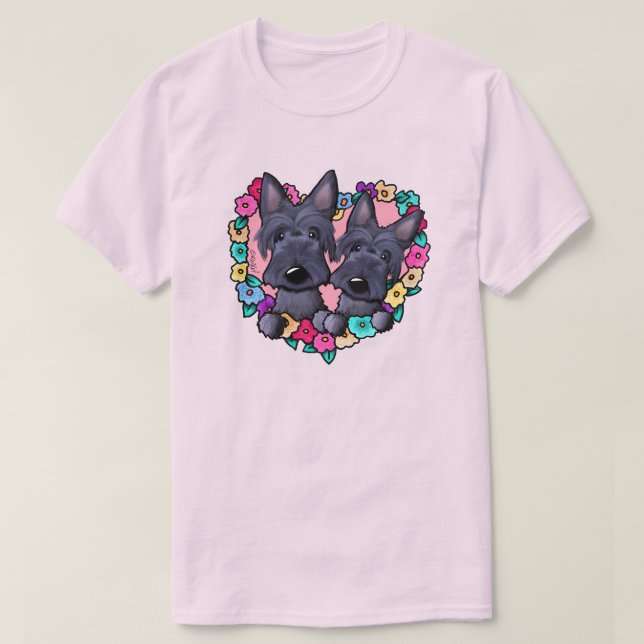 Camiseta Blooming Heart Scotties (Frente do Design)