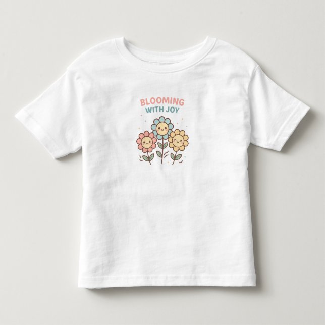 Camiseta Blooming With Joy Flowers – Cute Toddler Girl T-Sh (Frente)