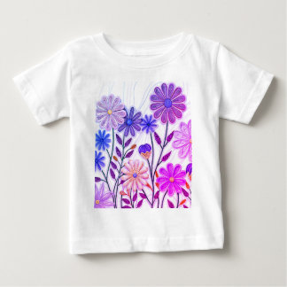 Camiseta Blooms em papel e thread: flor selvagem encharcada