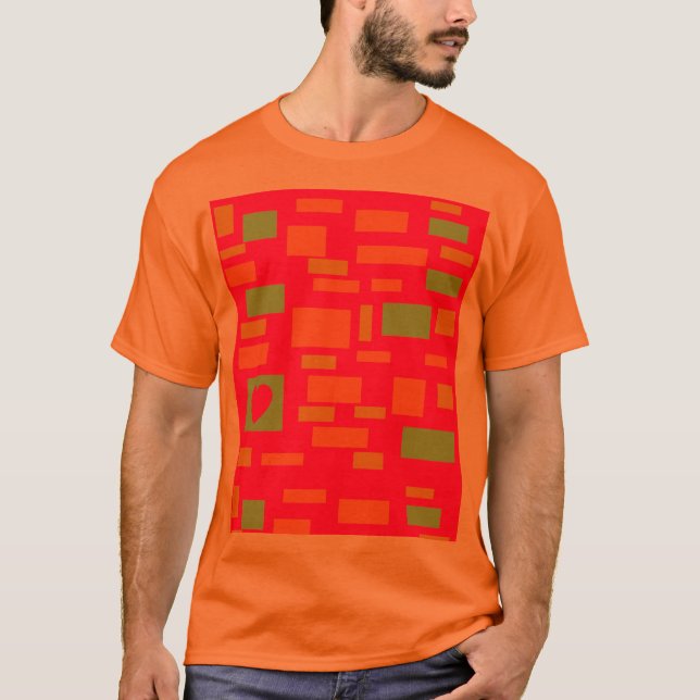 Camiseta Bloquear formas verde limão e laranja (Frente)