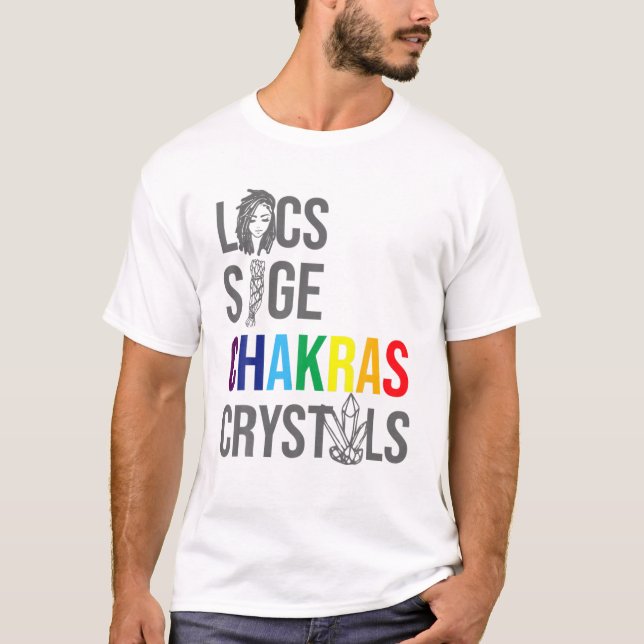 Camiseta Bloqueia Cristais de Sage Chakras História Negra M (Frente)