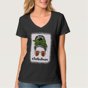 Camiseta Bloqueio de Futebol Mães Life Messy Bun Futebol Pl