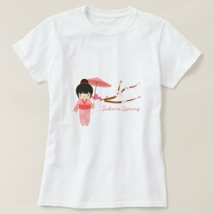 Camiseta Blossom Geisha, uma cereja rosa-branca