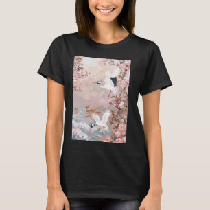 Camiseta Blossomas de Cereja Japoneses Elegantes Gruas Trad