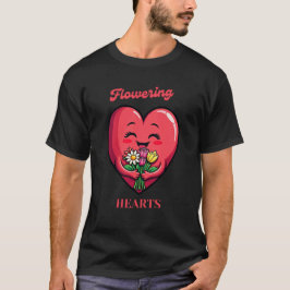 Camiseta Blossomas do Amor: Flor e Coração do Dia do Namora