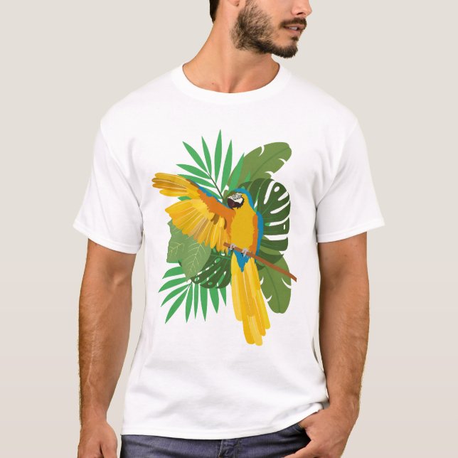 Camiseta Blue and Gold macaw with leaves (Frente)