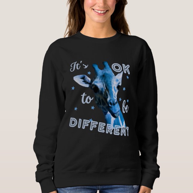 Camiseta Blue Autism Awareness Cute Giraffe Its Ok To Be Di (Frente)