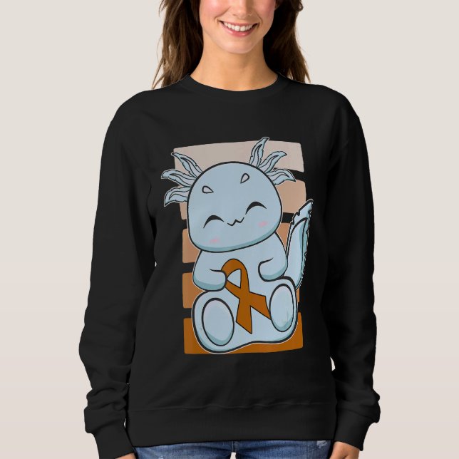 Camiseta Blue Axolotl With Orange Ribbon For Leukemia Aware (Frente)