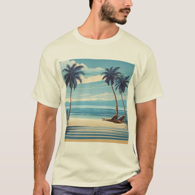 Camiseta Blue Beach Bliss Tee - Serene Coastal Design (Frente)
