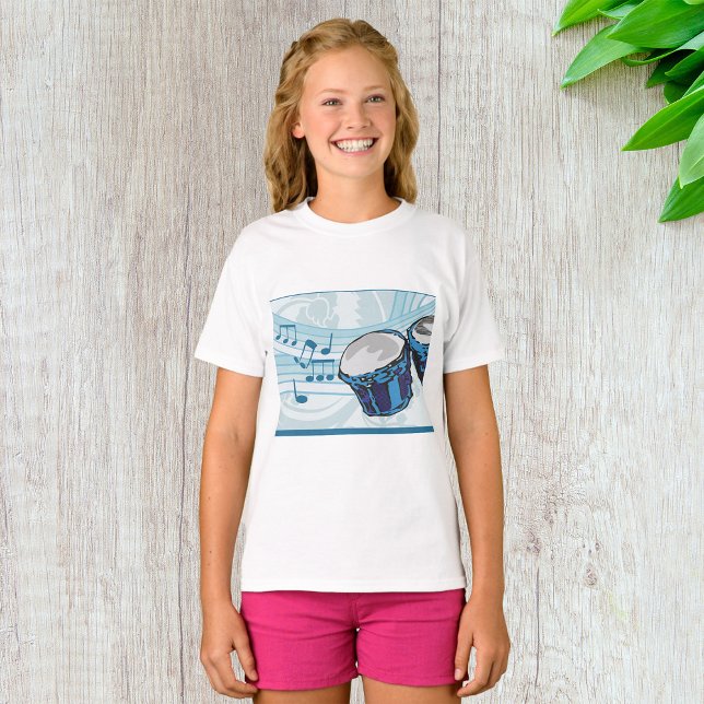 Camiseta Blue Bongo Drum Music Girls (Criador carregado)