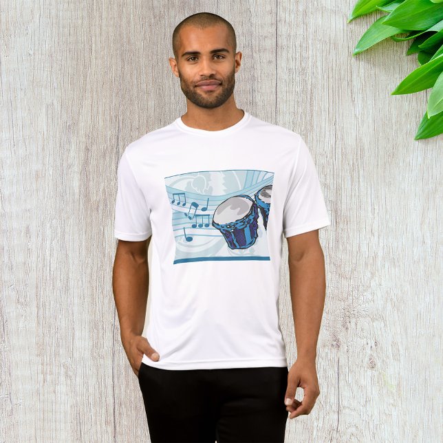 Camiseta Blue Bongo Drum Music Mens Ative (Criador carregado)
