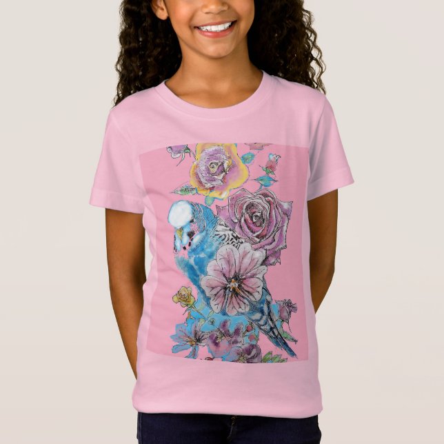 Camiseta Blue Budget Cute Whimsical Pink Girls T Shirt (Frente)